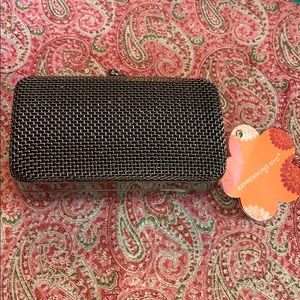 Expressions NYC Basketweave Silver/Black Clutch